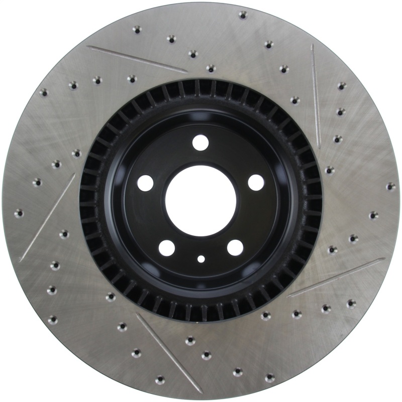 Audi A8 Quattro Brake Rotor (1) - Front Right - Stoptech - Drilled & Slotted - Black - `13-`18