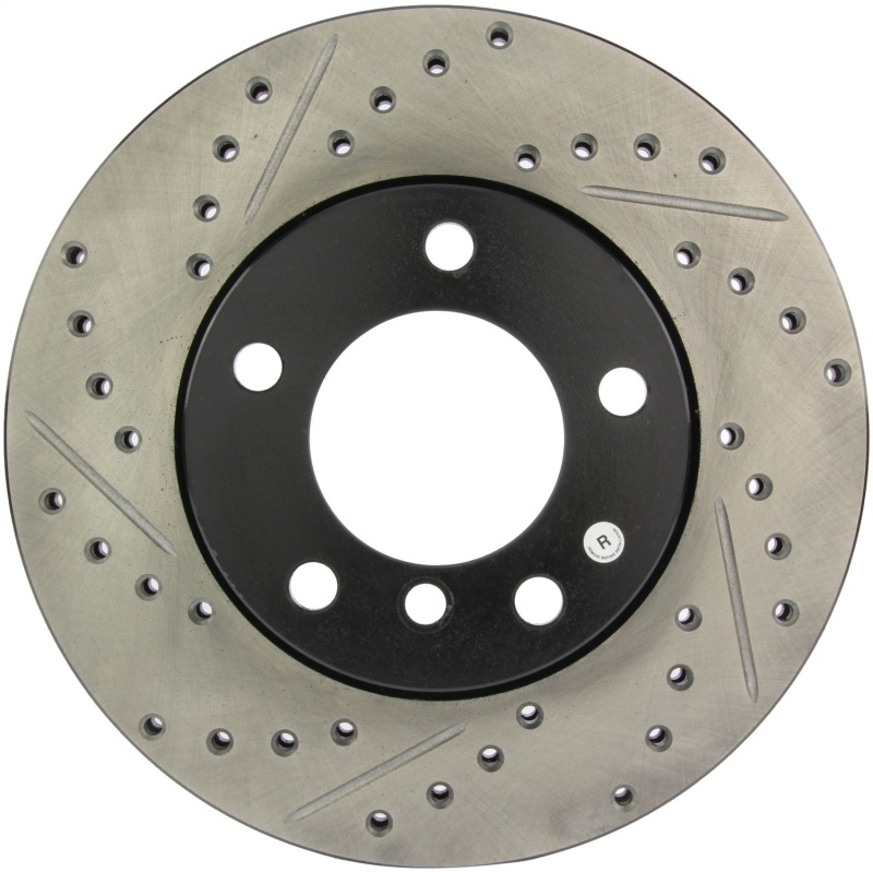 BMW Z4 Brake Rotor (1) - Front Right - Stoptech - Drilled & Slotted - Black - `03-`06