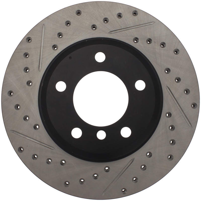 BMW 325i Brake Rotor (1) - Front Right - Stoptech - Drilled & Slotted - Black e-coated - `01-`05