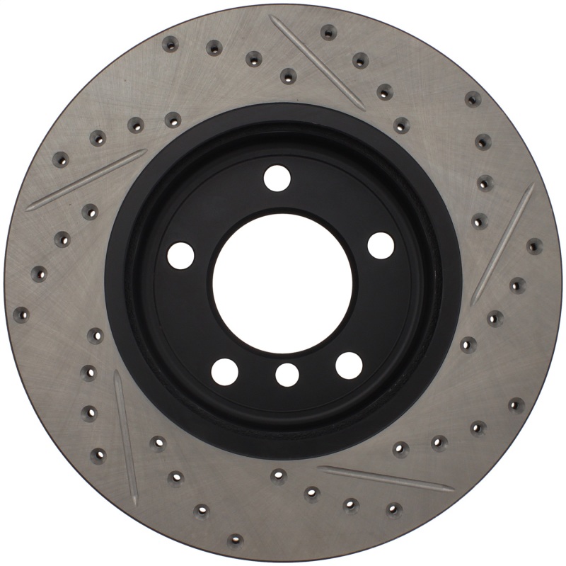 BMW Z3 Brake Rotor (1) - Front Right - Stoptech - Drilled & Slotted - Black e-coated - `01-`02