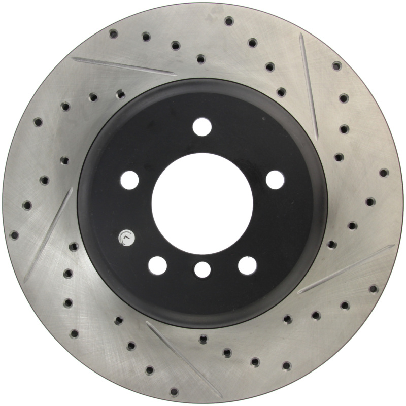 BMW 6 Series Brake Rotor (1) - Front Left - Stoptech - Slotted & Drilled - Black - `04-`05