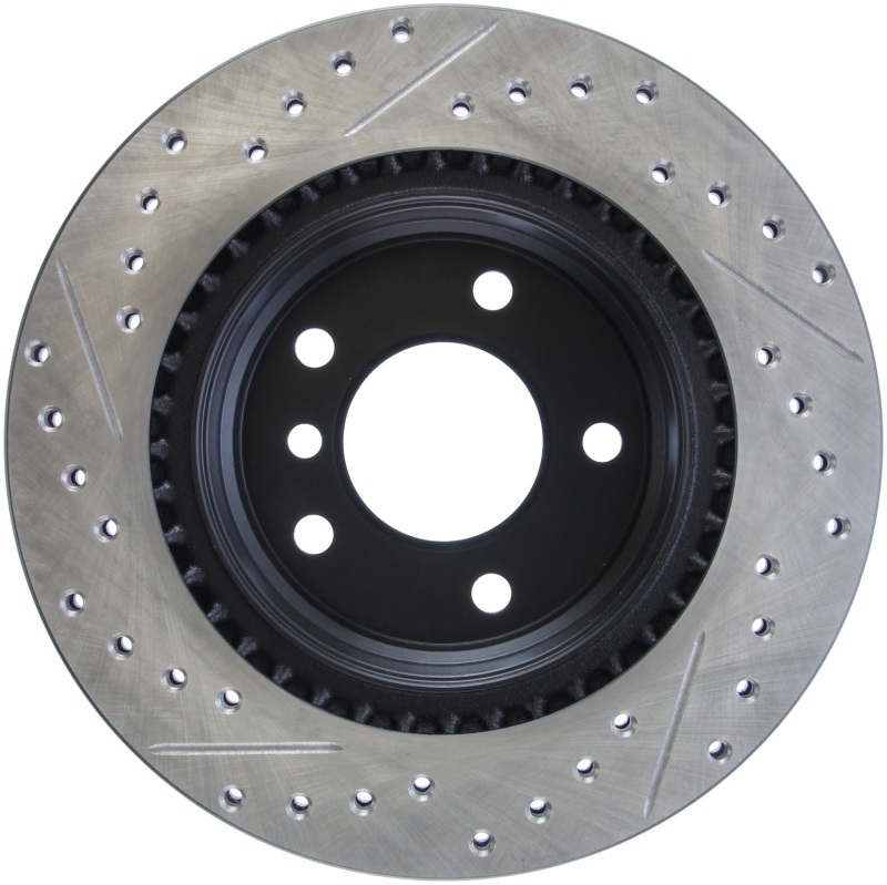 BMW 3 Series Brake Rotor (1) - Rear Left - Stoptech - Slotted & Drilled - Black - `06-`11