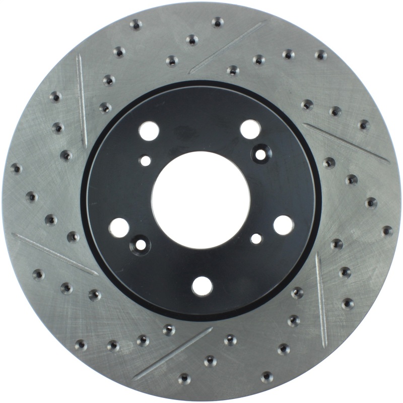 Honda Element Brake Rotor (1) - Front Right - Stoptech - Drilled & Slotted - Black - `03-`11