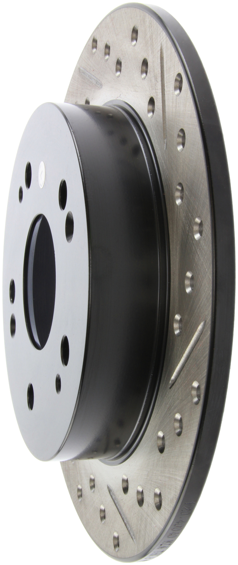 Honda Prelude Brake Rotor (1) - Rear Left - Stoptech - Slotted & Drilled - Black - `97-`01