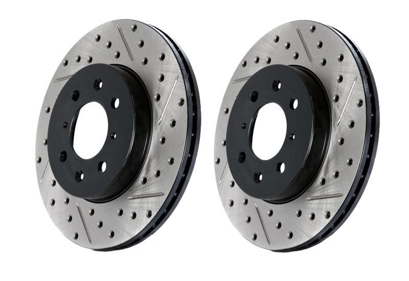 Honda Pilot Brake Rotor (1) - Front Right - Stoptech - Sport Cryo Drilled & Slotted - Black - `03-`08