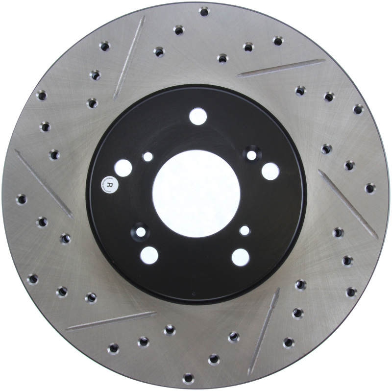 Honda Pilot Brake Rotor (1) - Front Right - Stoptech - Drilled & Slotted - Black - `03-`08