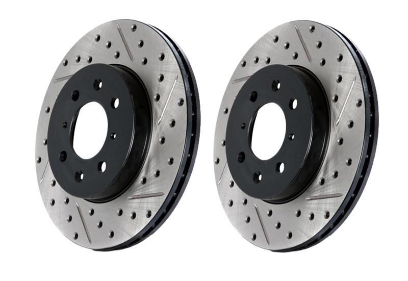 Honda Accord Brake Rotor (1) - Left Rear - Stoptech - Sport Drilled & Slotted - Black - `03-`07