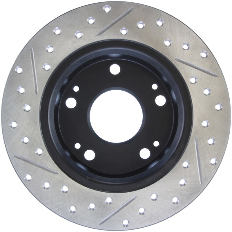 Honda Accord Brake Rotor (1) - Left Rear - Stoptech - Sport Drilled & Slotted - Black - `03-`07