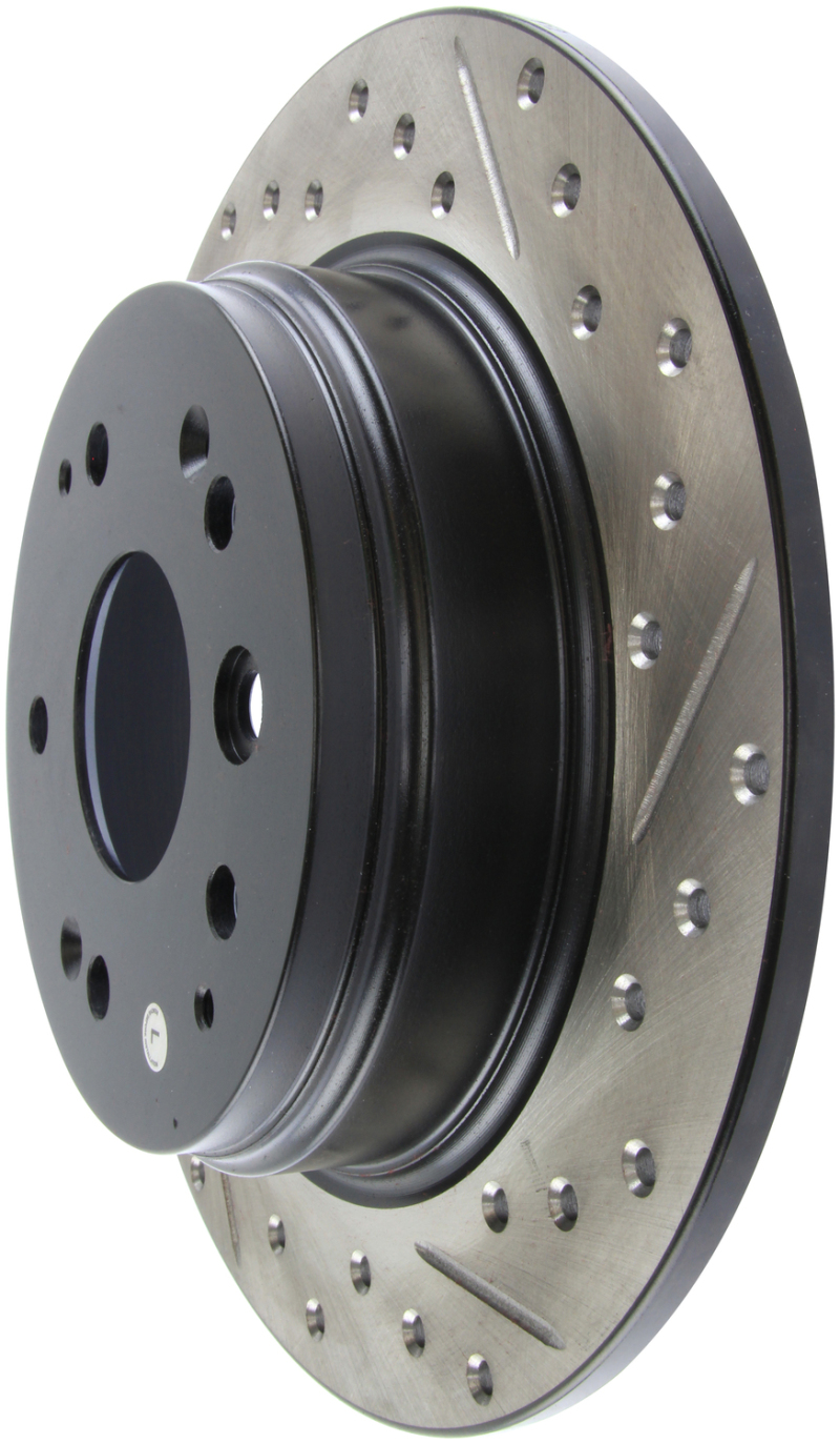 Honda Element Brake Rotor (1) - Rear Left - Stoptech - Slotted & Drilled - Black - `03-`11