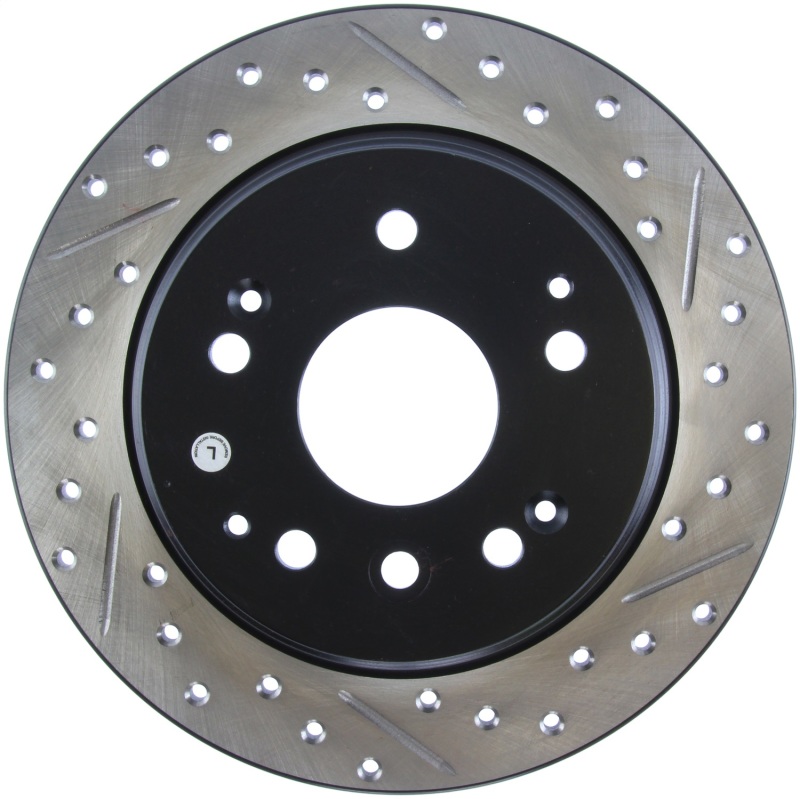 Honda Element Brake Rotor (1) - Rear Left - Stoptech - Slotted & Drilled - Black - `03-`11