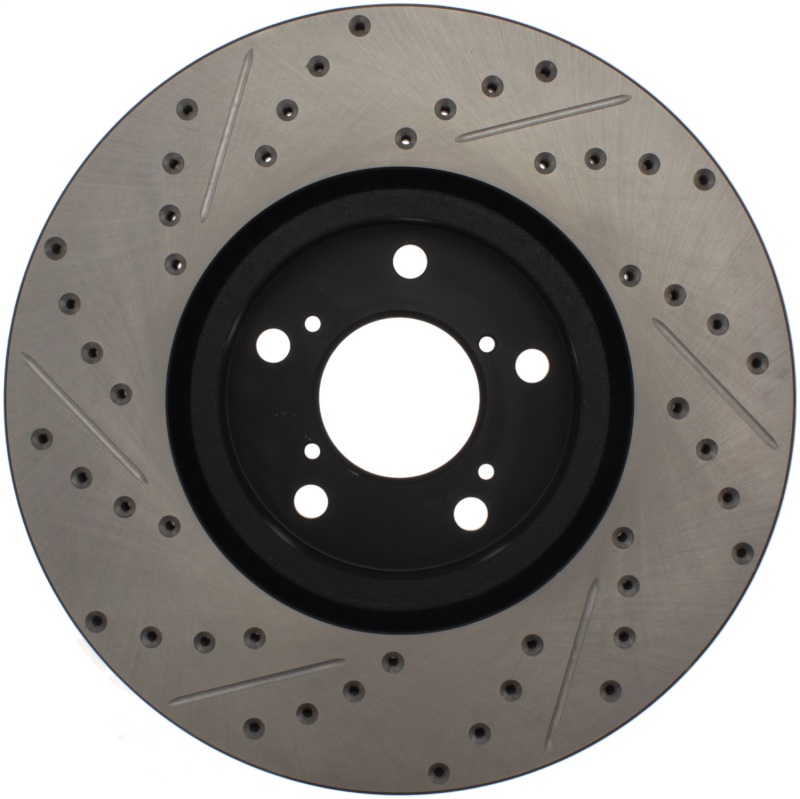 Honda Pilot Brake Rotor (1) - Front Left - Stoptech - Slotted & Drilled - Black - `09-`15