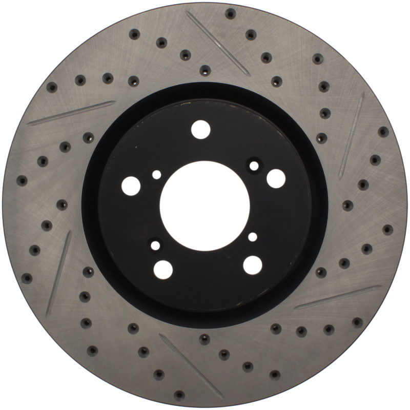 Honda Pilot Brake Rotor (1) - Front Left - Stoptech - Slotted & Drilled - Black - `09-`15