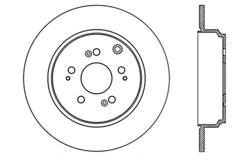 Acura MDX Brake Rotors (1) - Rear Left - Stoptech - Slotted & Drilled Sport - Black - `07-`13