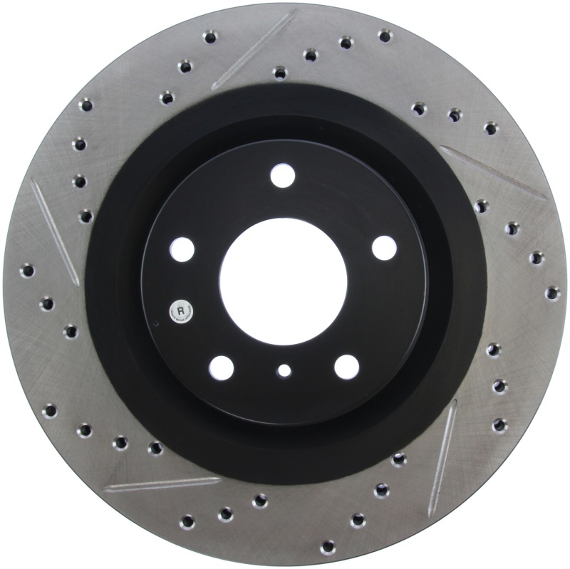 Nissan Altima Brake Rotor (1) - Front Right - Stoptech - Slotted & Drilled - Black - `05-`06