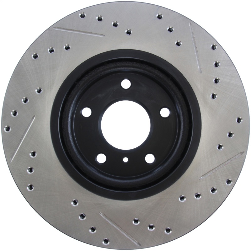 Nissan Murano Brake Rotor (1) - Front Right - Stoptech - Slotted & Drilled - Black - `04-`14