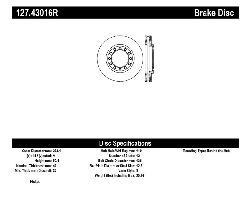 Chevrolet LCF 4500HD Brake Rotor (1) - Front Right - Stoptech - Slotted & Drilled - `17-`19