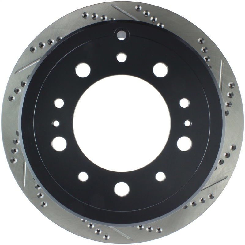 Lexus LX470 Brake Rotor (1) - Rear Left - Stoptech - Slotted & Drilled - Black - `98-`07