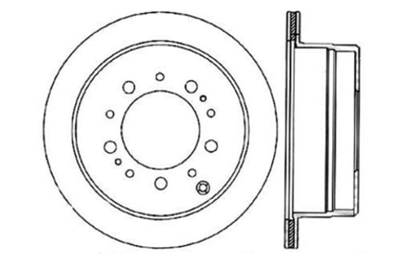 Lexus LX470 Brake Rotor (1) - Rear Left - Stoptech - Slotted & Drilled - Black - `98-`07