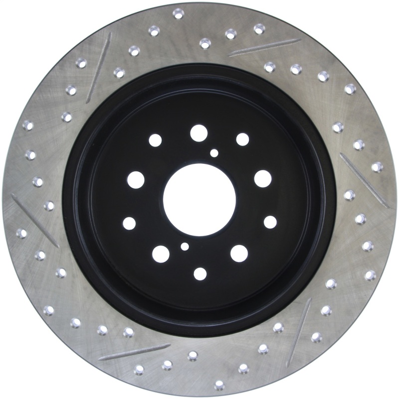 Lexus GS430 Brake Rotors (1) - Rear Left - Stoptech - Drilled & Slotted - Black E-Coated - `01-`05