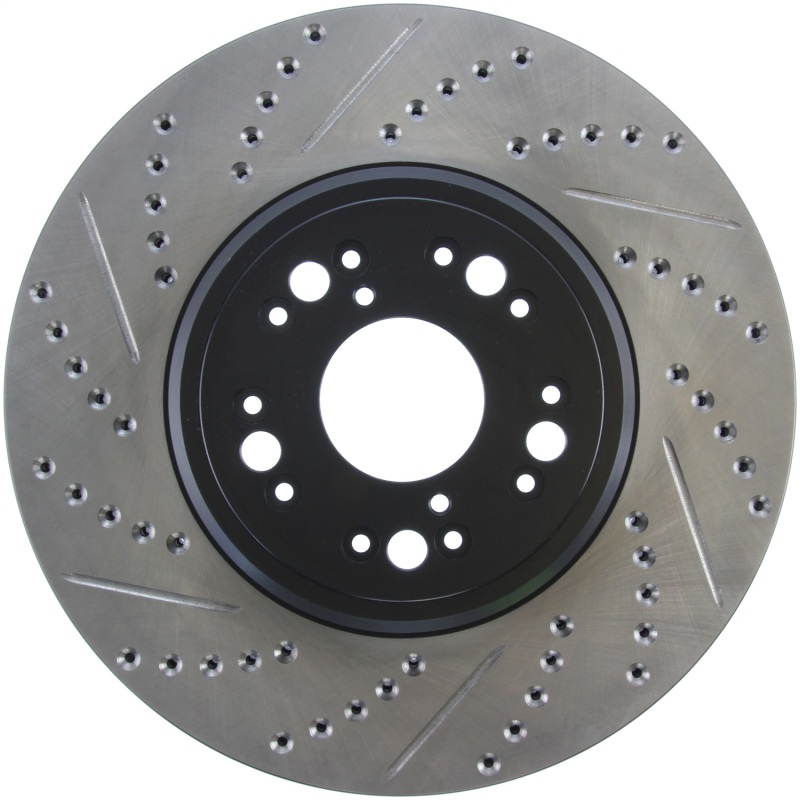 Lexus LS 400 Brake Rotor (1) - Front Right - Stoptech - Drilled & Slotted, E-Coated - Black - `95-`00