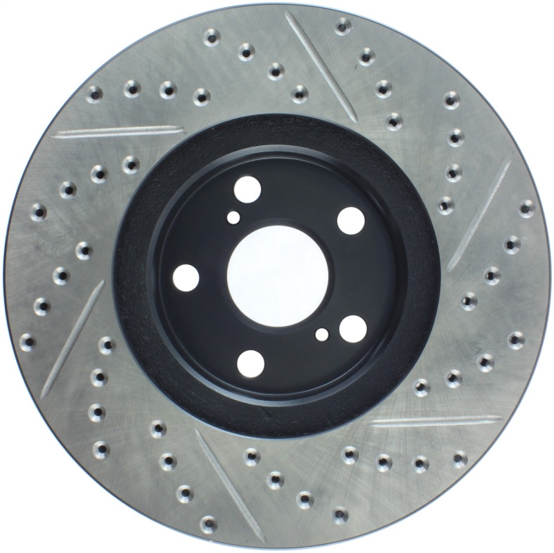 Toyota Corolla Brake Rotor (1) - Front Right - Stoptech - Slotted & Drilled Sport Rotor - Black - `03-`08