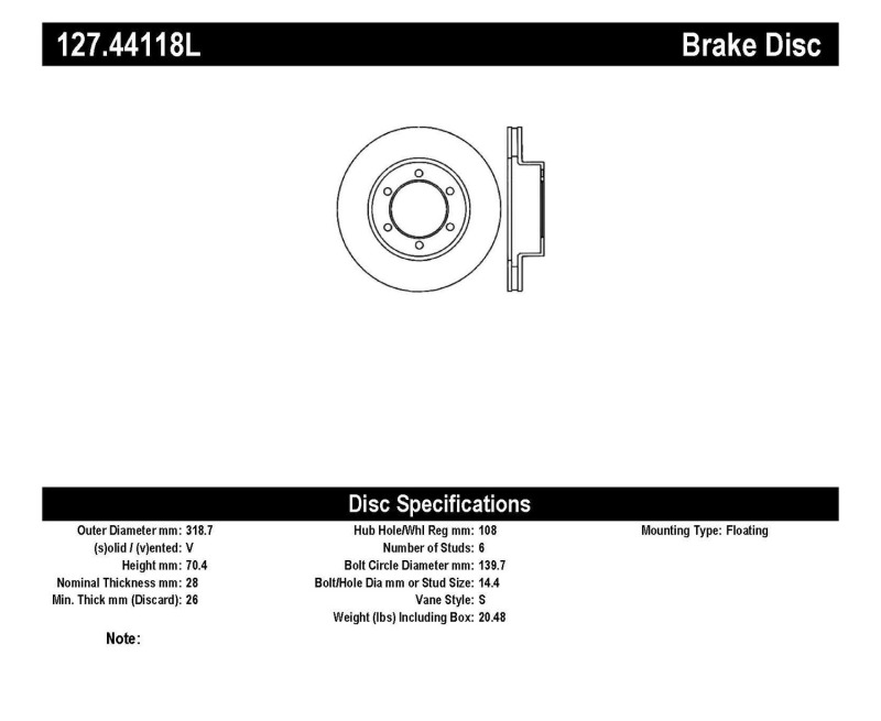 Toyota Sequoia Brake Rotor (1) - Front Left - Stoptech - Sport Drilled & Slotted - Black - `01-`07
