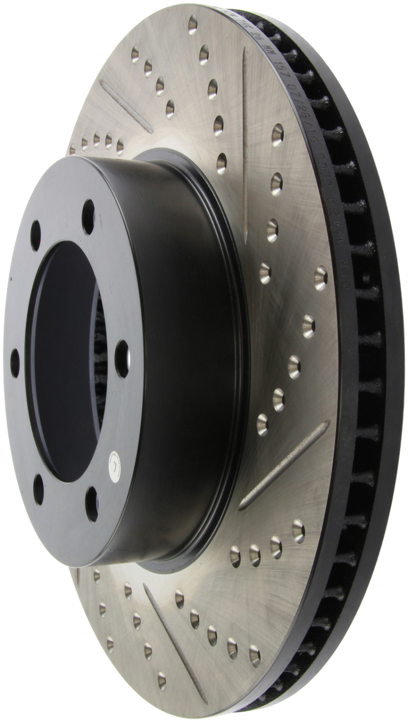 Toyota Tundra Brake Rotor (1) - Front Left - Stoptech - Sport Drilled & Slotted - Black - `00-`06