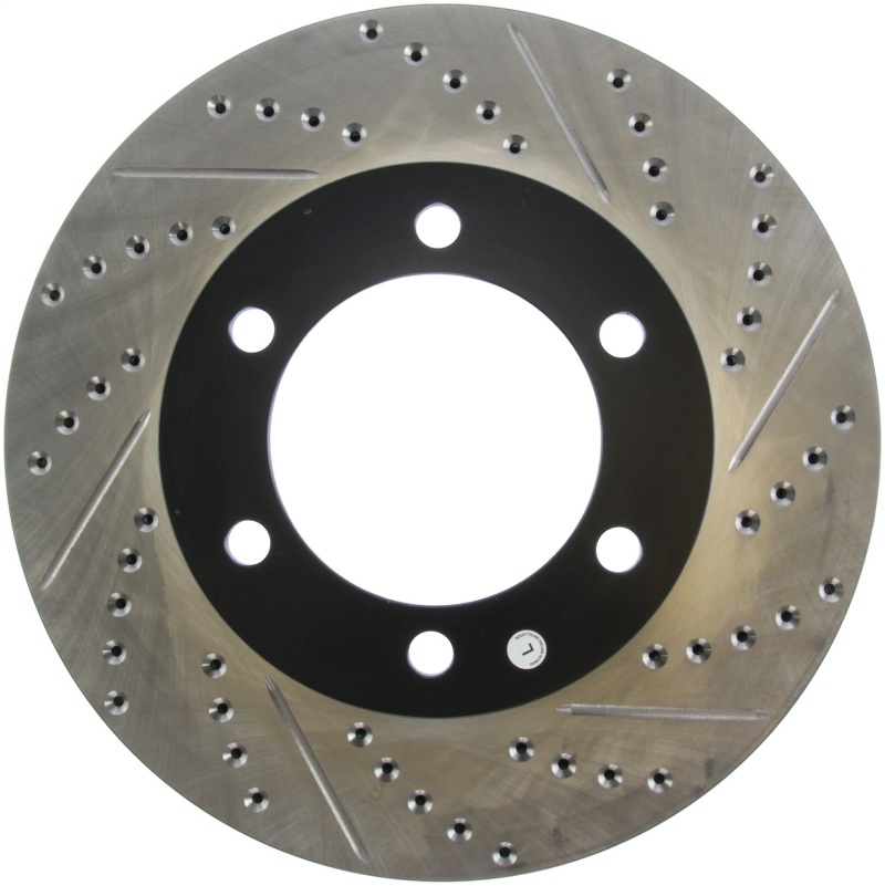 Toyota Tundra Brake Rotor (1) - Front Left - Stoptech - Sport Drilled & Slotted - Black - `00-`06