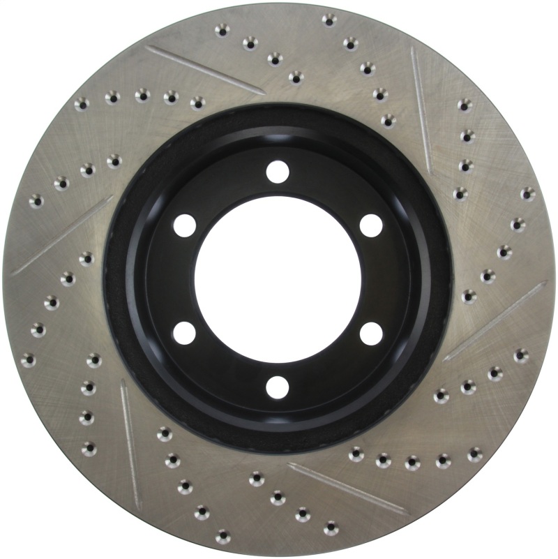 Toyota Tundra Brake Rotor (1) - Front Right - Stoptech - Sport Drilled/Slotted, High-Carbon, E-Coated - Black E-Coated - `00-`06