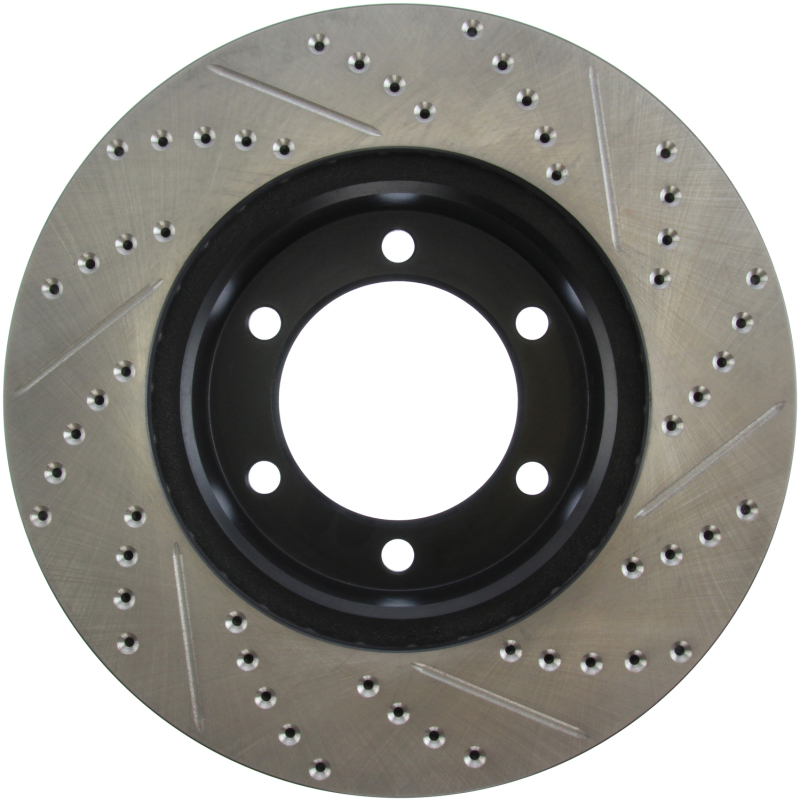 Toyota Tundra Brake Rotor (1) - Front Right - Stoptech - Sport Drilled/Slotted, High-Carbon, E-Coated - Black E-Coated - `00-`06