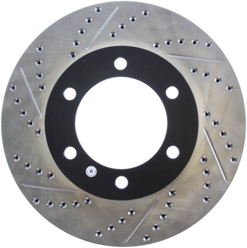 Toyota Tundra Brake Rotor (1) - Front Right - Stoptech - Sport Drilled/Slotted, High-Carbon, E-Coated - Black E-Coated - `00-`06