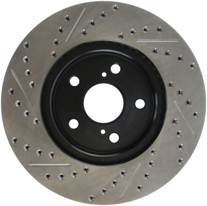 Lexus ES300 Brake Rotor (1) - Front Left - Stoptech - Slotted & Drilled - Black - 2002