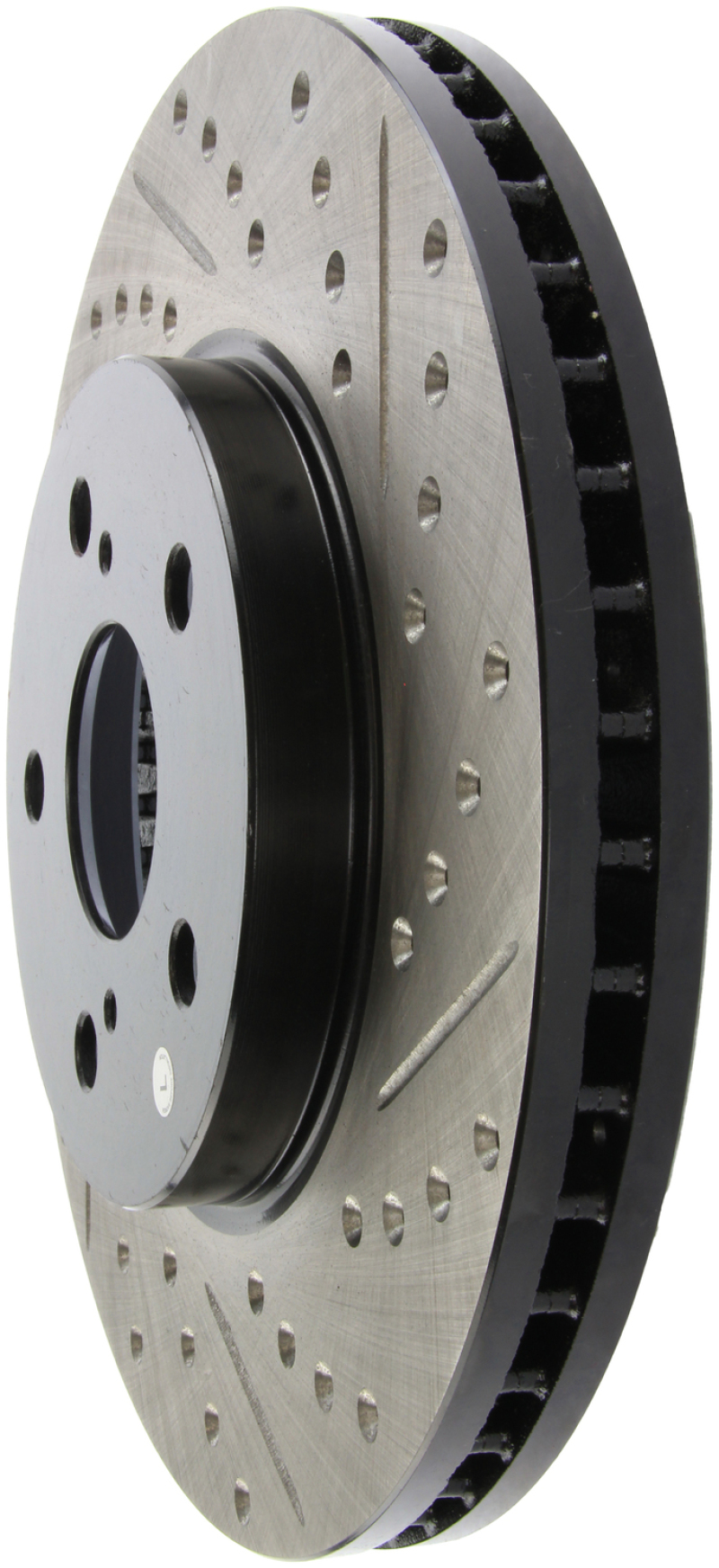 Toyota Avalon Brake Rotor (1) - Front Left - Stoptech - Slotted & Drilled - Black - `05-`07