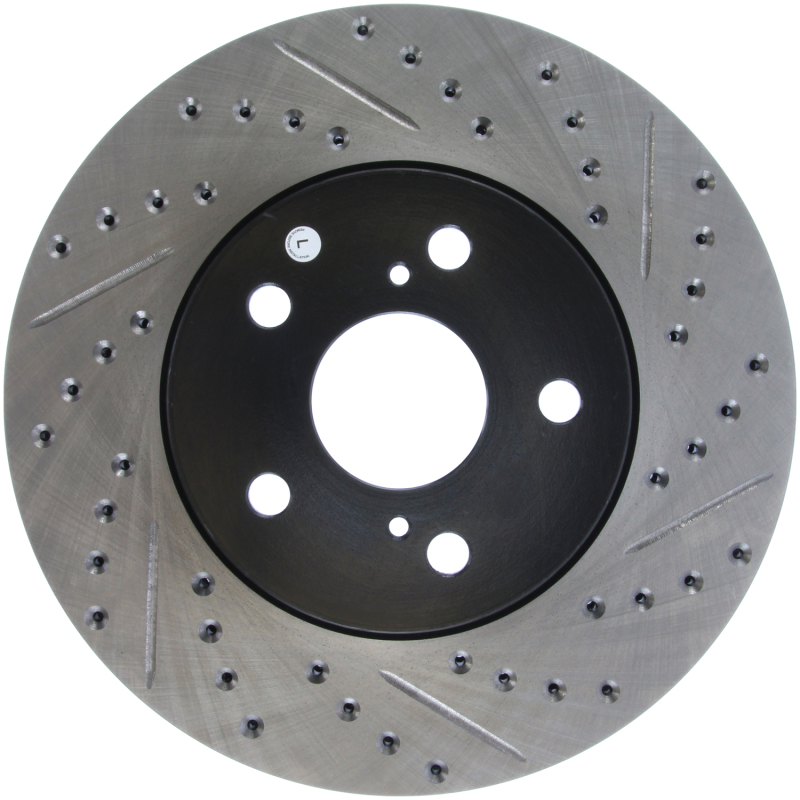 Toyota Solara Brake Rotor (1) - Front Left - Stoptech - Slotted & Drilled - Black - `04-`08