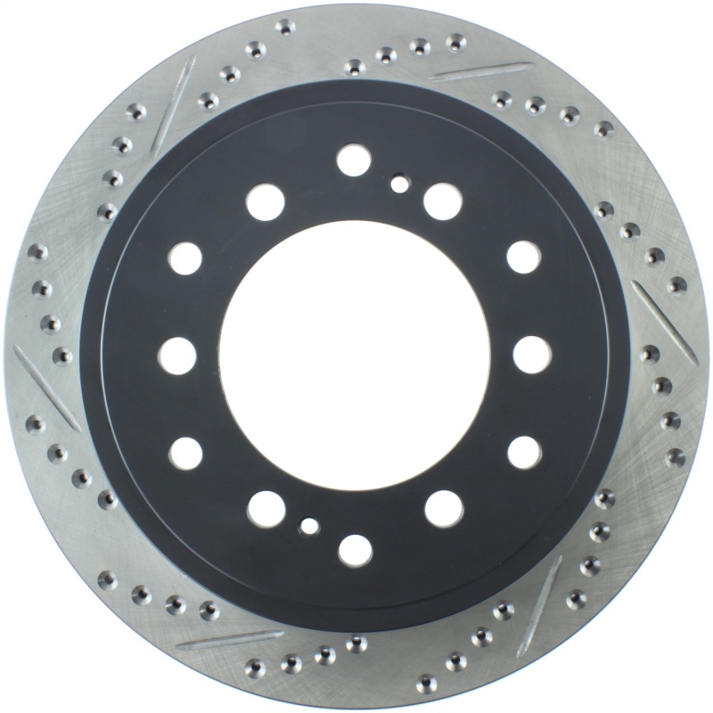 Toyota 4Runner Brake Rotor (1) - Right Rear - Stoptech - Drilled & Slotted Sport Rotor - Black - `03-`09