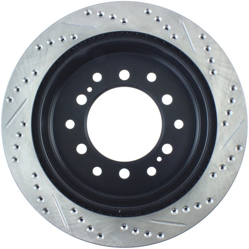 Toyota Sequoia Brake Rotor (1) - Right Rear - Stoptech - Drilled & Slotted Sport Rotor - Black - `01-`07