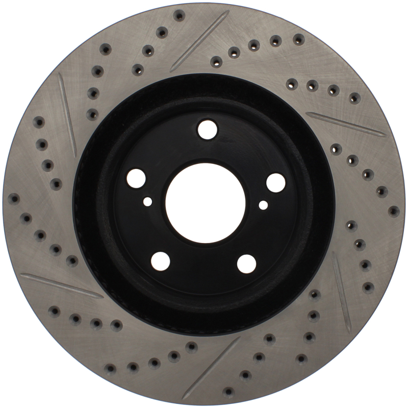 Scion tC Brake Rotor (1) - Front Left - Stoptech - Sport Drilled & Slotted - Black E-Coated - `11-`16