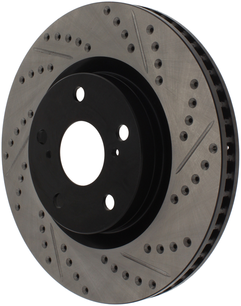Scion tC Brake Rotor (1) - Front Left - Stoptech - Sport Drilled & Slotted - Black E-Coated - `11-`16