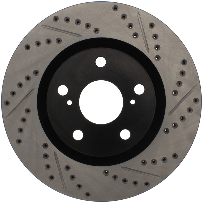 Toyota RAV4 Brake Rotor (1) - Front Left - Stoptech - Sport Drilled & Slotted - Black E-Coated - `06-`18
