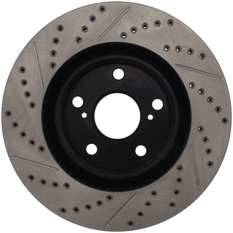 Toyota RAV4 Brake Rotor (1) - Front Left - Stoptech - Sport Drilled & Slotted - Black E-Coated - `06-`18