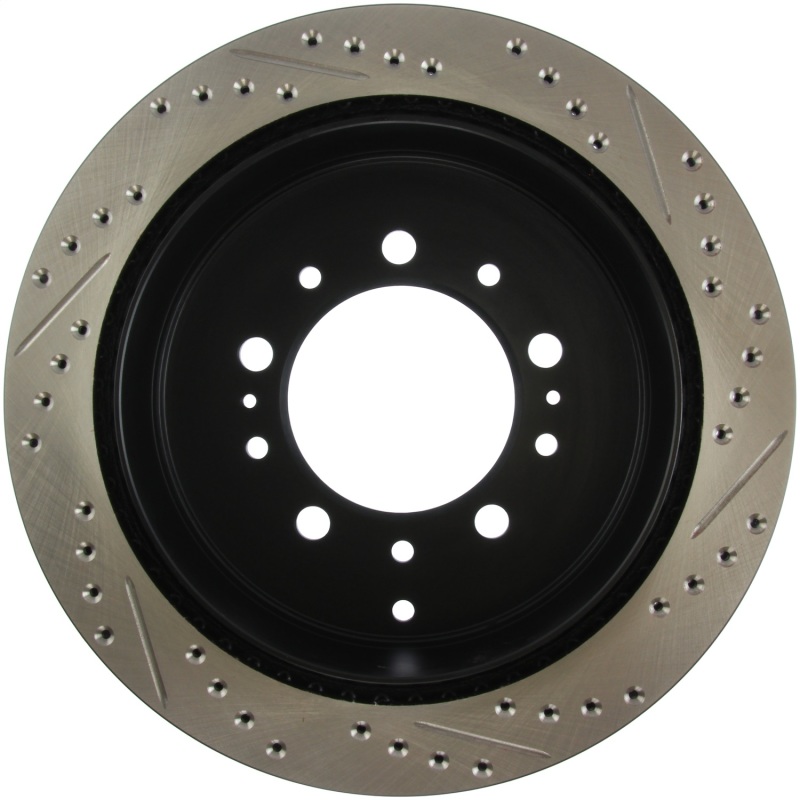 Lexus LX570 Brake Rotor (1) - Rear Right - Stoptech - Sport Drilled & Slotted - Black - `08-`19