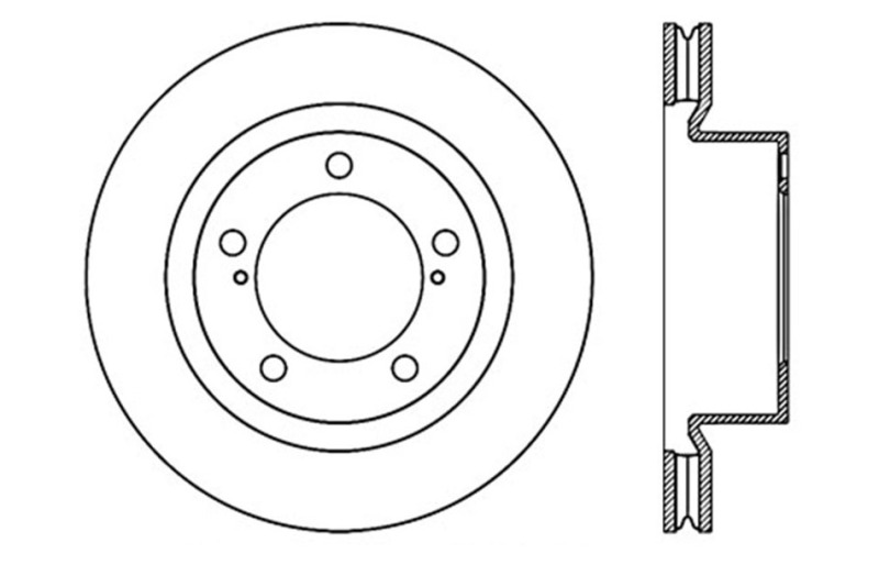 Lexus LX570 Brake Rotor (1) - Front Left - Stoptech - Drilled & Slotted - Black - `08-`16
