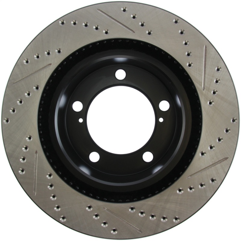 Lexus LX570 Brake Rotor (1) - Front Right - Stoptech - Slotted & Drilled Sport - Black - `08-`16