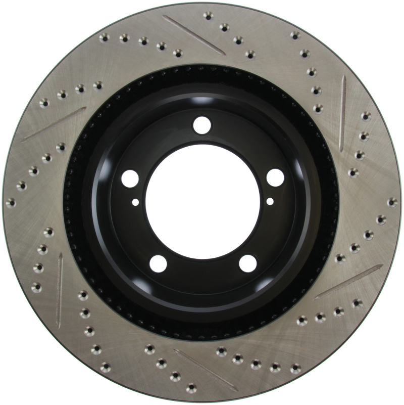 Lexus LX570 Brake Rotor (1) - Front Right - Stoptech - Slotted & Drilled Sport - Black - `08-`16