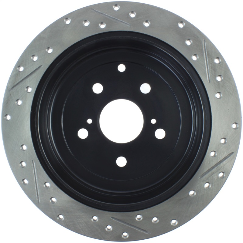 Lexus RX450h Brake Rotor (1) - Rear Right - Stoptech - Sport Drilled & Slotted - Black - `10-`15