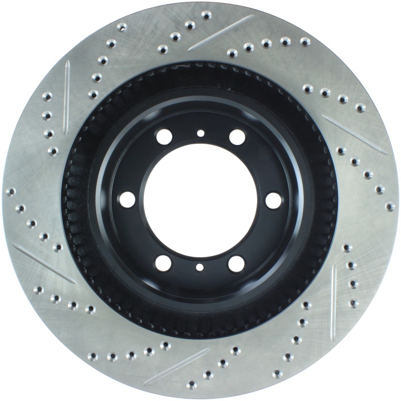 Lexus GX460 Brake Rotor (1) - Front Left - Stoptech - Slotted & Drilled - Black - `10-`19