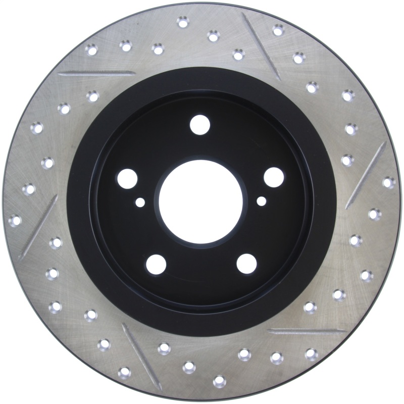 Scion tC Brake Rotor (1) - Rear Right - Stoptech - Sport Drilled & Slotted - Black - `11-`16