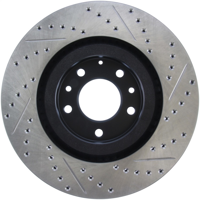 Mazda RX-8 Brake Rotor (1) - Front Right - Stoptech - Slotted & Drilled - Black E-Coated - `04-`11