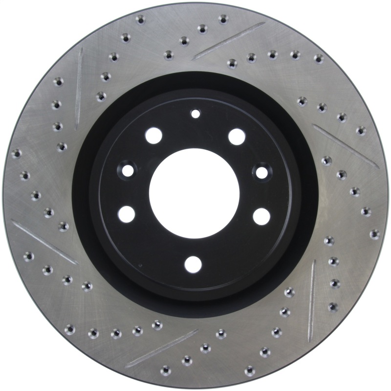 Mazda RX-8 Brake Rotor (1) - Front Right - Stoptech - Slotted & Drilled - Black E-Coated - `04-`11