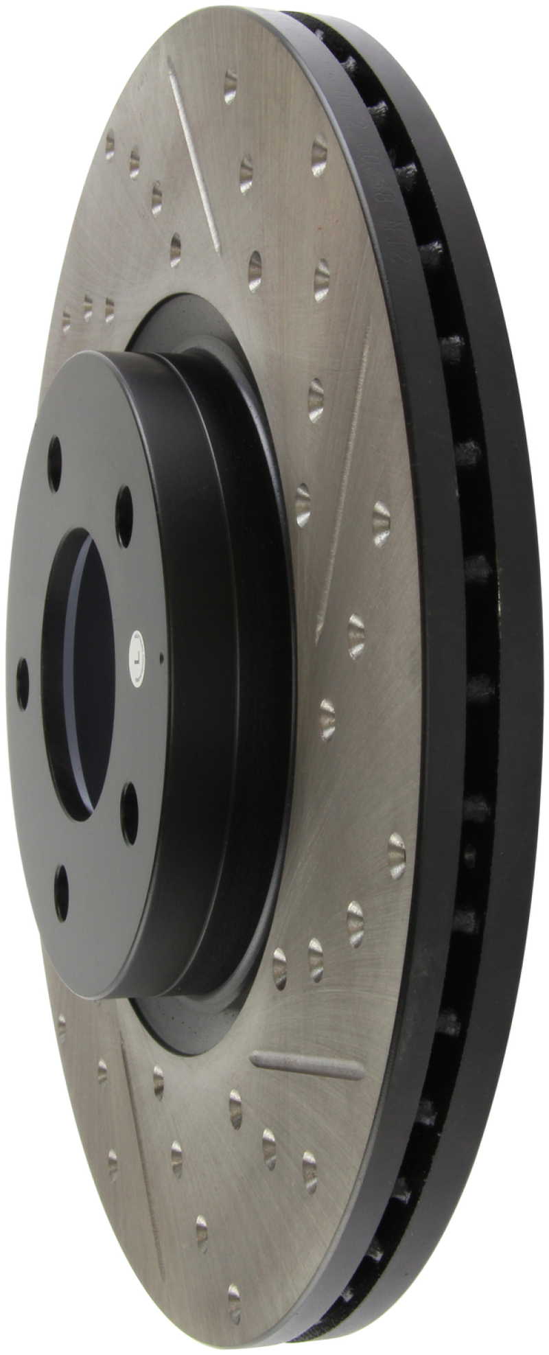 Mazda 3 Brake Rotor (1) - Front Left - Stoptech - Slotted/Drilled - Black - `07-`09